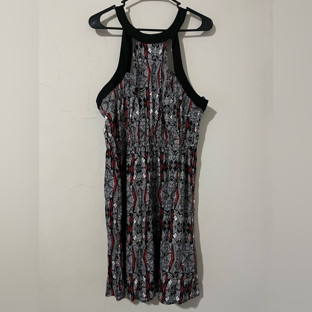 Women’s Plus Size 1x Forever 21 Tribal Print Black Halter Dress